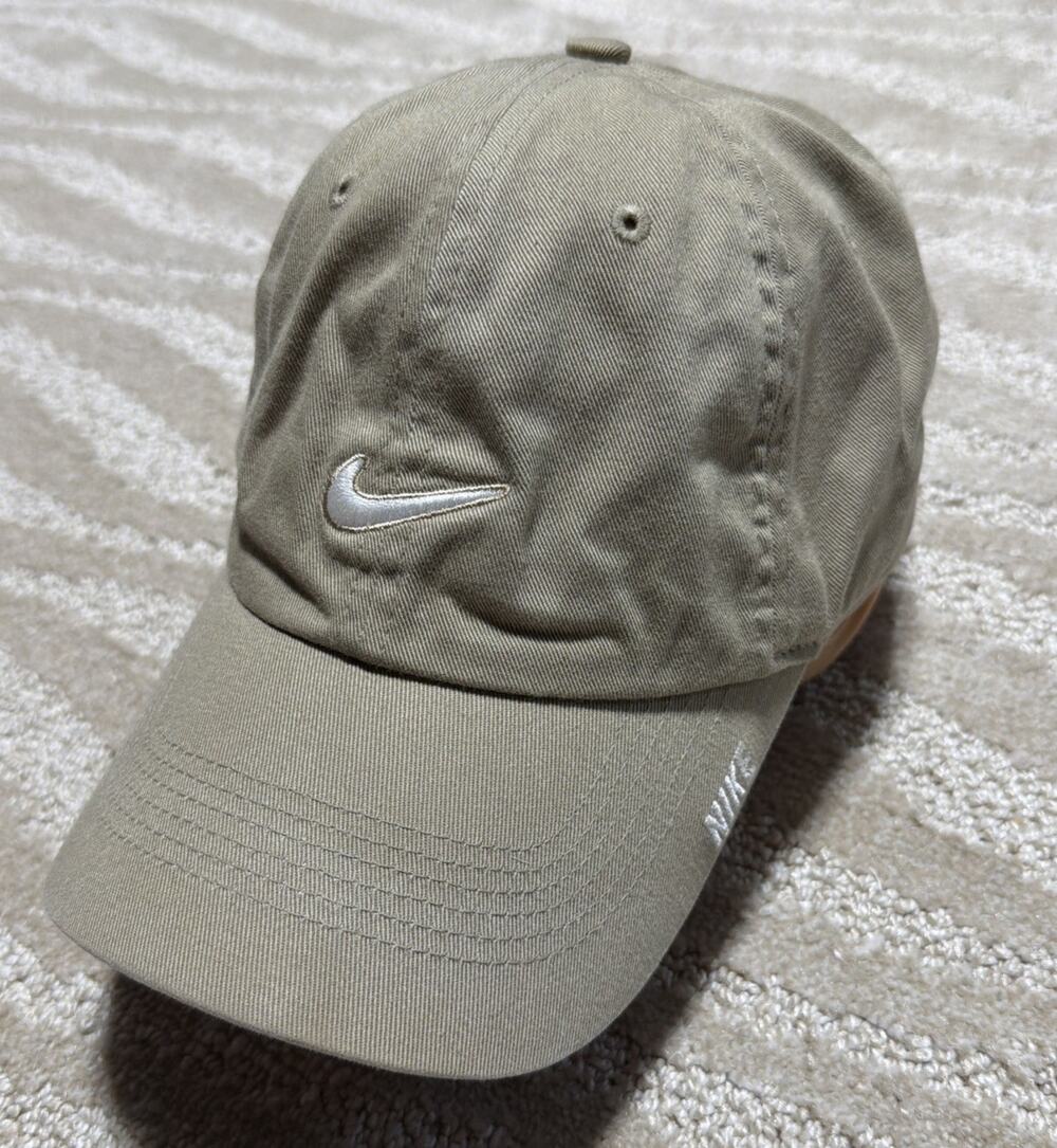 Nike Heritage86 Hat Spell Out Embroidered Swoosh Cap Adjustable Tan Beige